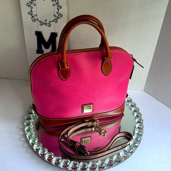 Dooney & Bourke Pink Pebbled Leather Zip Dome Satchel Crossbody bag - Picture 5 of 14